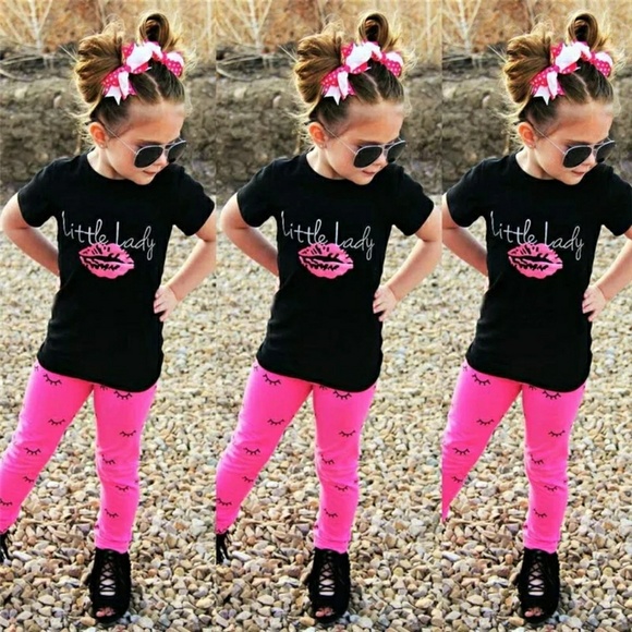 Pudcoco Other - Little Lady Two Piece Short Sleeve Eye Lash